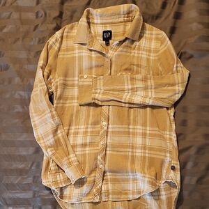 GAP Mustard and White Plaid Button-Down Shirt